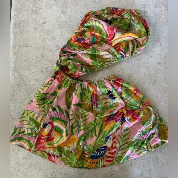 Farm Rio Tropical One-Shoulder Cut Out Dress Size L - Picture 4 of 5